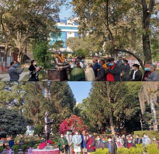 राष्ट्रिय विभूति साख्वाः र मानव अधिकार अभियानका अगुवा तुलाधरको शालिक निर्माण 