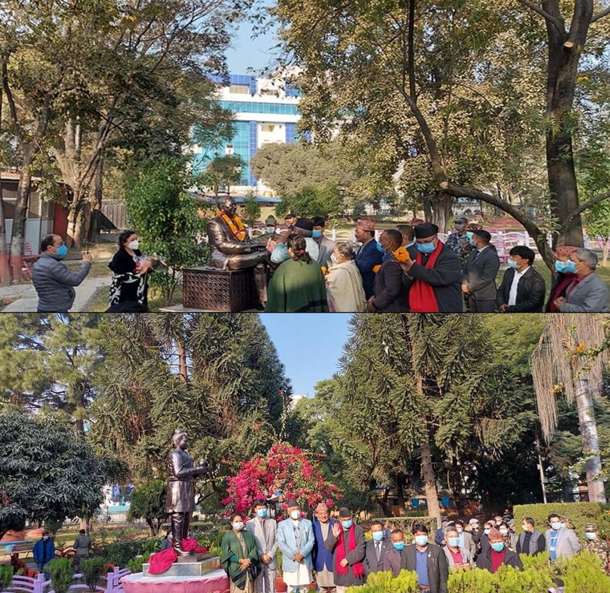 राष्ट्रिय विभूति साख्वाः र मानव अधिकार अभियानका अगुवा तुलाधरको शालिक निर्माण 