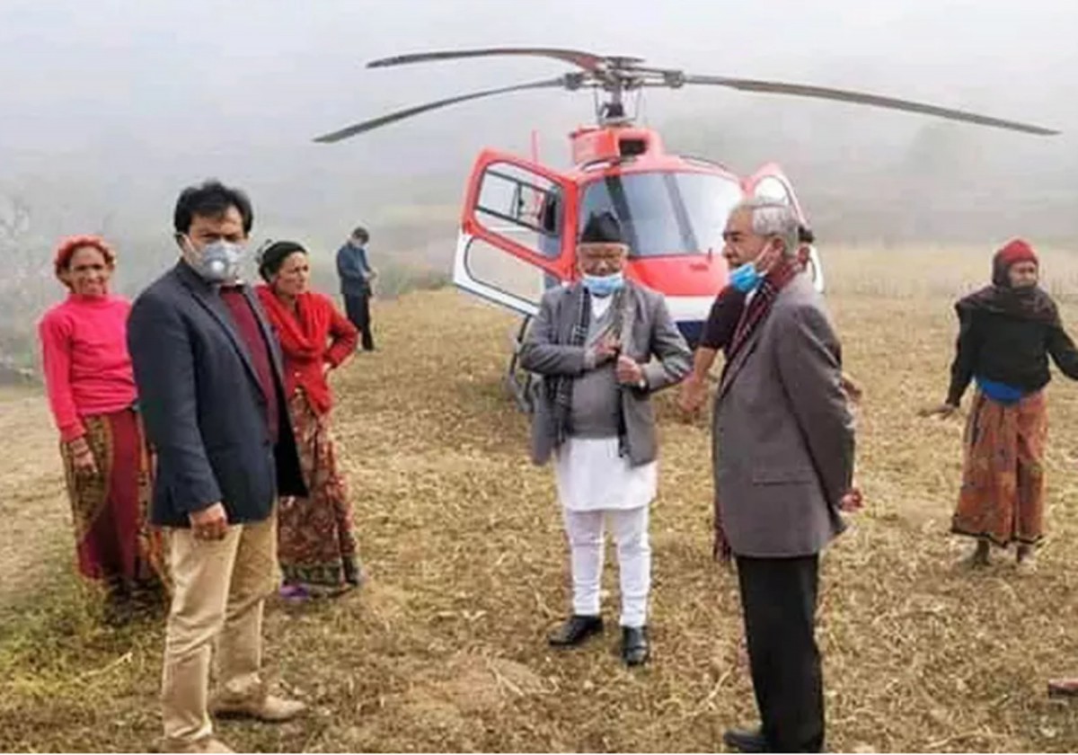 देउवालाई बोकेर पर्वत हिडेको हेलिकप्टर गोरखामा किन भयो आकस्मिक अवतरण