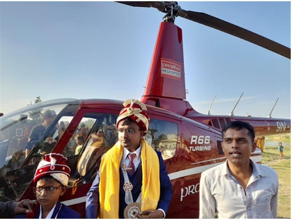बाराको सिम्रौनगढमा हेलिकोप्टर चार्टर्ड गरेर छोराको विवाह सम्पन्न