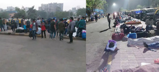 लकडाउनको त्रासले गाउँ फर्कनेको भीड, रातभर सडकमा घुइँचो