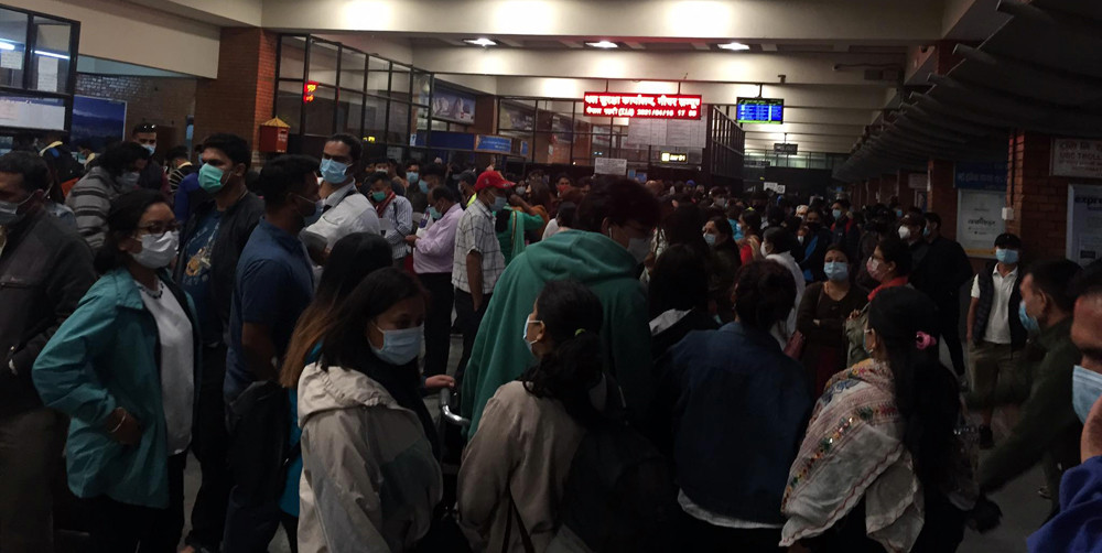 त्रिभुवन अन्तर्राष्ट्रिय विमानस्थल कार्यालयले न्यूनतम स्वास्थ्य मापदण्ड नै पालना गरेन