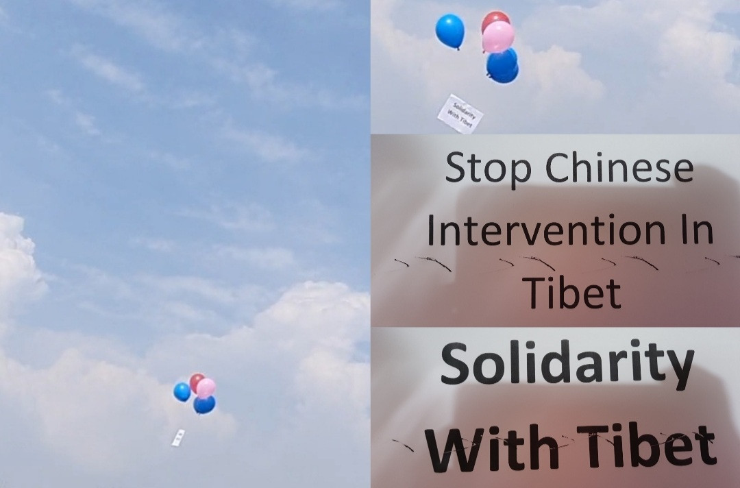 फ्रि तिब्बतको माग गर्दै काठमाडौंको जोरपाटी एरियामा उडाइयो बेलुन