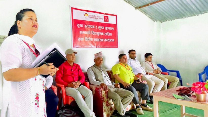 सनराइज बैंकद्वारा वीरेन्द्रनगरमा ५ दिने दुग्ध उत्पादन सिपमुलक तालिम  प्रदान