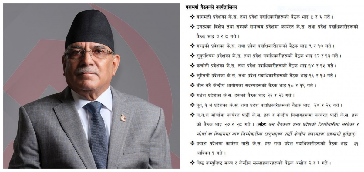 माओवादी बैठक भदौ ५ बाट सुरू भई असोज ३ मा सम्पन्न हुने (तालिकासहित)