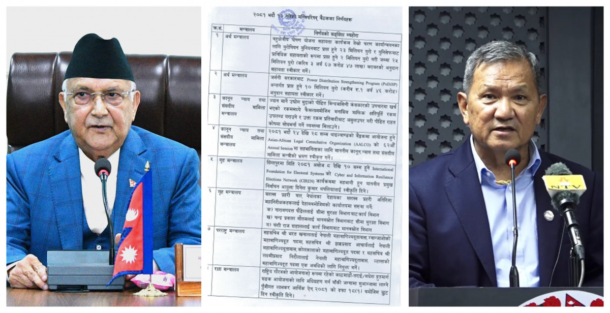 प्रम ओली नेतृत्वको मन्त्रिपरिषद्ले गरेका निर्णय ४ दिनसम्म गोप्य, बल्ल आज सार्वजनिक (निर्णयसहित)