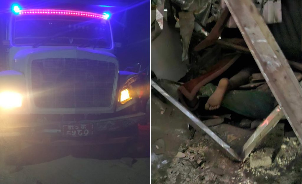 साँखुको आश्रयस्थलको टहराभित्र टिपर छिर्‍यो, तीन जनाको मृत्यु