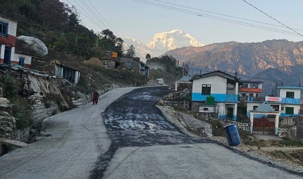 बेनी–पाखापानी सडक : किराखोर–नेप्टेचौर खण्डमा कालोपत्र हुँदै