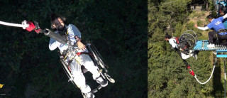 व्हिलचेयरमै बसेर दुई युवाको साहसिक 'बन्जी जम्प'