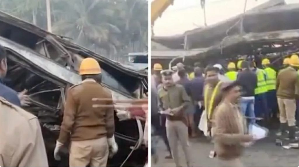 कर्नाटकमा बस र ट्रक ठोक्किंदा ११ जनाको मृत्यु