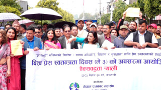 विश्व प्रेस स्वतन्त्रता दिवसः प्रेसमाथि सरकारी दमन बढेको भन्दै पत्रकार महासंघद्वारा प्रदर्शन