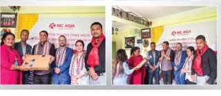 एनआईसी एशिया बैंकद्वारा विद्यालयमा ल्यापटप तथा कम्प्युटर सहयोग