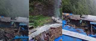 घान्द्रुकमा पहिरो खस्दा तीनवटा होटलमाथि ठूलो क्षति